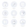 Flat icons set of medical tools, line style Royalty Free Stock Photo