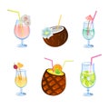 Flat icons set of popular alcohol cocktail. Royalty Free Stock Photo