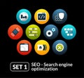 Flat icons set 1 - SEO and Development collection