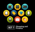 Flat icons set 7 - shopping and finance collection