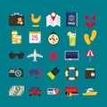 Flat icons set of traveling, planning a summer vacation