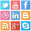 Flat icons Social set Royalty Free Stock Photo