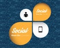 Flat icons in a speech bubble shape: technology, social media, network, link computer concept. Abstract background group of elemen Royalty Free Stock Photo