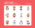 Flat Icons Style. Christmas Avatar for web design, ui, ux, mobile web, ads, magazine, book, poster Royalty Free Stock Photo