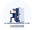 Flat Icons Style. Hacker Cyber crime attack Backdoor for web design