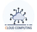 Flat Icons Style. Hacker Cyber crime attack Cloud Computing for web design