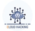 Flat Icons Style. Hacker Cyber crime attack Cloud Hacking for web design