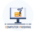 Flat Icons Style. Hacker Cyber crime attack Computer Phishing for web design
