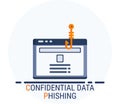 Flat Icons Style. Hacker Cyber crime attack Confidential Data Phishing for web design