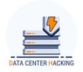 Flat Icons Style. Hacker Cyber crime attack Data Center Hacking for web design