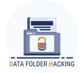 Flat Icons Style. Hacker Cyber crime attack Data Folder Hacking for web design