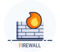 Flat Icons Style. Hacker Cyber crime attack Firewall for web design