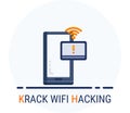 Flat Icons Style. Hacker Cyber crime attack KRACK Wifi Hacking for web design