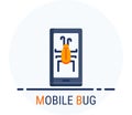 Flat Icons Style. Hacker Cyber crime attack Mobile Bug for web design