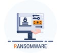 Flat Icons Style. Hacker Cyber crime attack Ransomware for web design