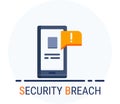 Flat Icons Style. Hacker Cyber crime attack Security breach for web design