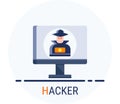 Flat Icons Style. Hacker Cyber crime attack Hacker for web design