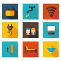 Flat icons theme hostel in vector format. Royalty Free Stock Photo