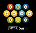 Flat icons vector set 32 - sushi collection