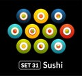 Flat icons vector set 31 - sushi collection
