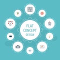 Flat Icons Wings, Gadget, Concept And Other Vector Elements. Set Of Creative Flat Icons Symbols Also Includes Writing Royalty Free Stock Photo