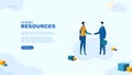 Trendy flat illustration. Human resources management page concept. Businessman handshake. Template for your design works.