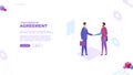 Partnership agreement page concept. Businessman. Handshake. Template for your design works. Vector graphics.