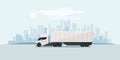 Modern Futuristic Electric Semi Truck with Trailer in the City Royalty Free Stock Photo