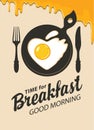 Breakfast banner with a heart shaped fried egg Royalty Free Stock Photo