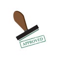 Approved paper document, green approved stamp. flat illus