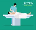 Flat illustration. Autopsy. Forensic procedure Royalty Free Stock Photo