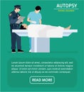 Flat illustration. The autopsy of the murder victim. Royalty Free Stock Photo