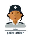 Flat illustration. Avatar Cuba police officer Royalty Free Stock Photo