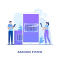Flat illustration barcode scanning concept Royalty Free Stock Photo