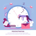 Flat Illustration Big Problem Procrastination. Royalty Free Stock Photo