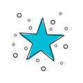 Flat illustration blue line star icon on white background Royalty Free Stock Photo