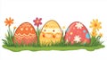 flat illustration, cartoon illustration, Set of easter eggs flat design isolated on white background. Design element for easter Royalty Free Stock Photo