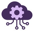 Flat illustration of cloud computing depicting data processing and configuration for information technology concepts Royalty Free Stock Photo