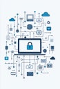 Flat illustration of cloud computing security connections Royalty Free Stock Photo