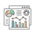 Data Analytics Dashboard with Charts and Graphs Showing Business Performance Review Royalty Free Stock Photo