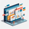 Flat Illustration Data Monitoring and Digital Dashboard Concept Royalty Free Stock Photo