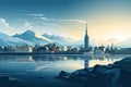 Reykjavik\'s Ethereal Beauty: Glacier Blue Meets Nordic Modernism Royalty Free Stock Photo