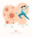 Flat illustration with doctor illustration fighting virus, with mask and syringe