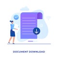 Flat illustration document download concept