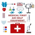 Flat illustration first aid kit. Health care concept graphic.