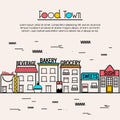 Flat illustration for Food Town concept.