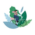 A girl cycling on the foliage background Royalty Free Stock Photo