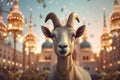 Flat illustration of a goat, Eid ul Azha Concept