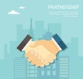 Flat illustration of handshake. Partnership.