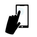 Hand and phone, icon. Phone template. vector
